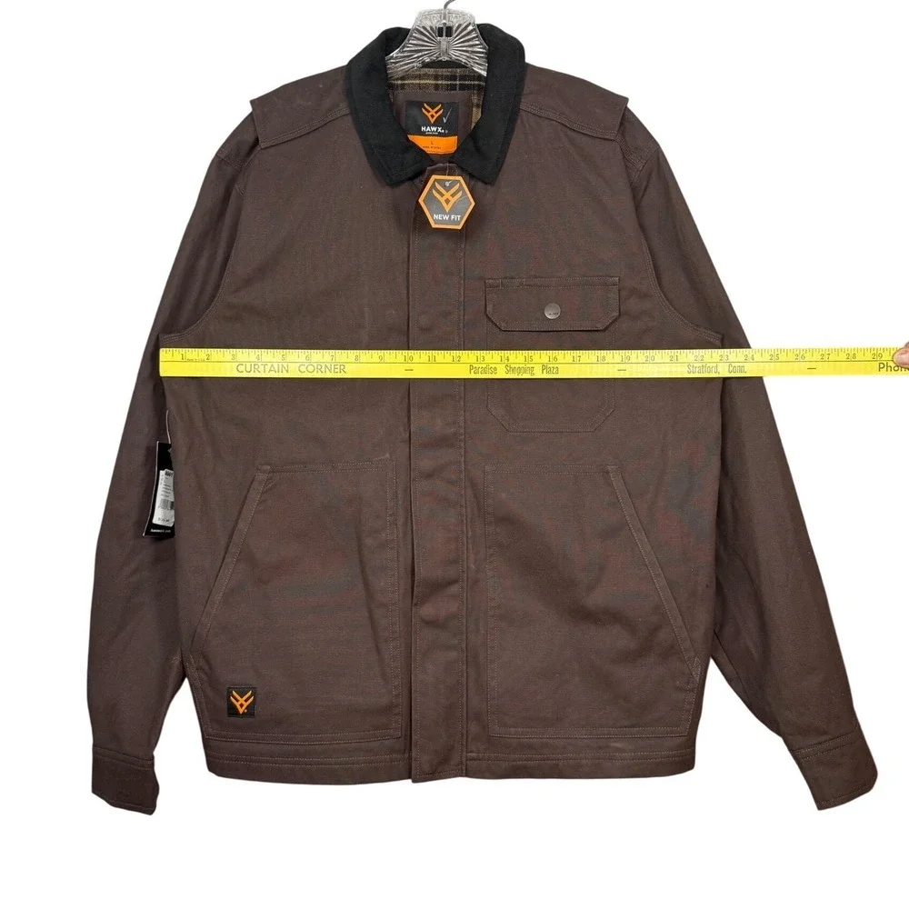 NWT HAWX MEN'S OAKDALE SOLID CHORE COAT, Brown, Size Large